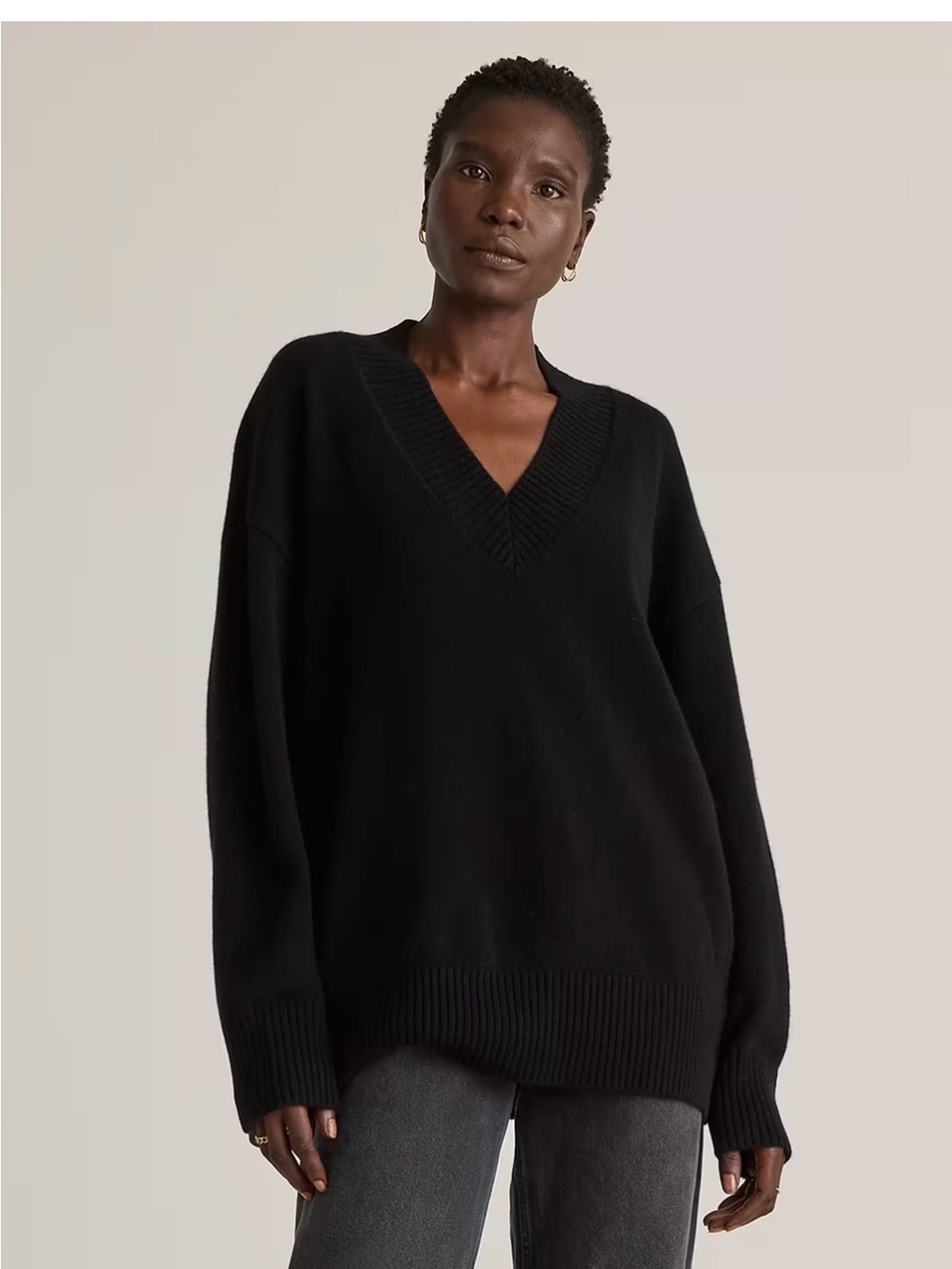Quince 100% Mongolian Cashmere V-Neck Oversized Sweater , Small